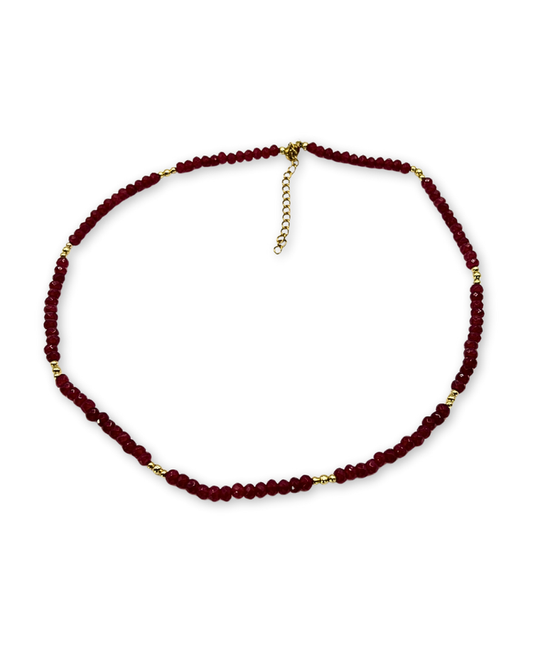 Natuurstenen kralenketting in bordeauxrood