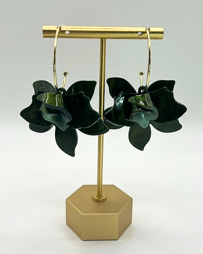 Orchidee oorhangers in groentinten