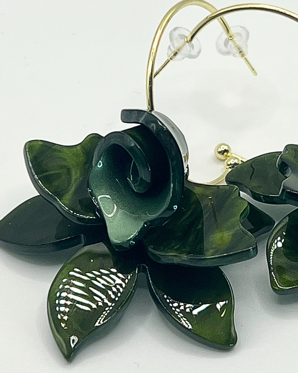 Orchidee oorhangers in groentinten