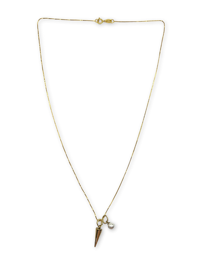 Goudkleurige ketting met imitatieparel en kegelbedel