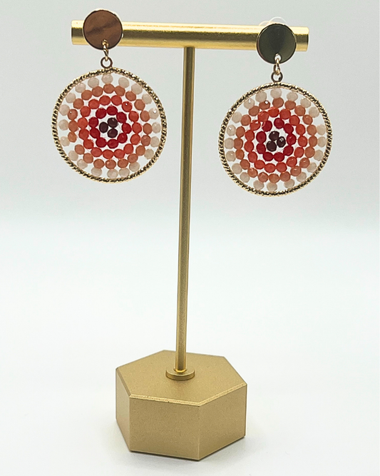 Boho oorbellen rond zalmkleurig