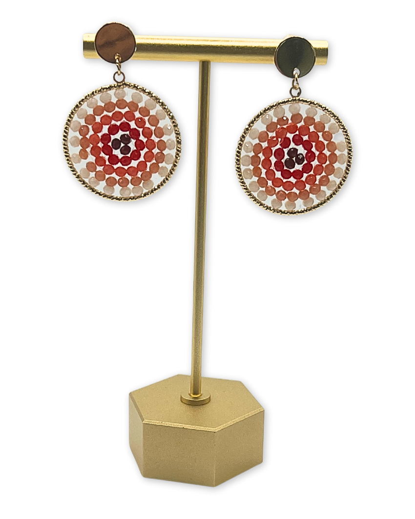 Boho oorbellen rond zalmkleurig