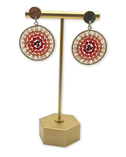 Boho oorbellen rond zalmkleurig