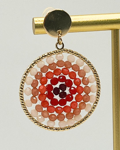 Boho oorbellen rond zalmkleurig