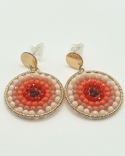 Boho oorbellen rond zalmkleurig